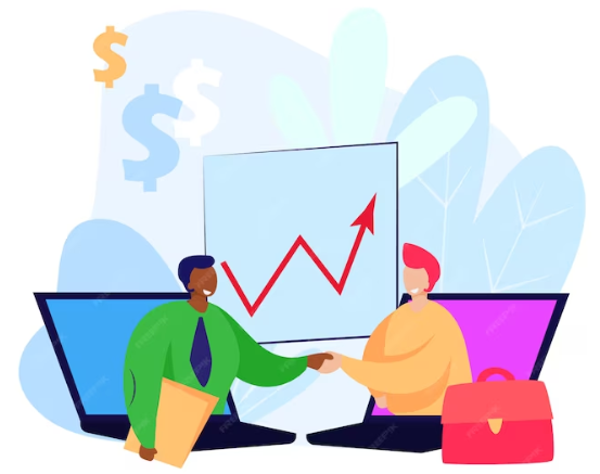 vector image of two individual making deals