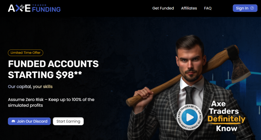 Axe-Trader homepage