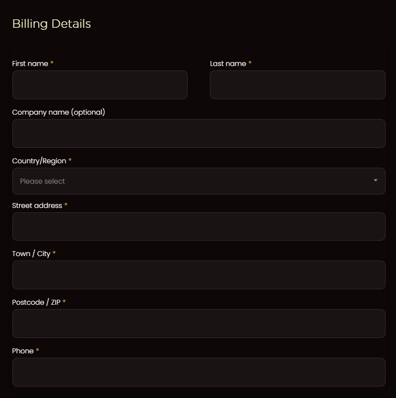 billing details