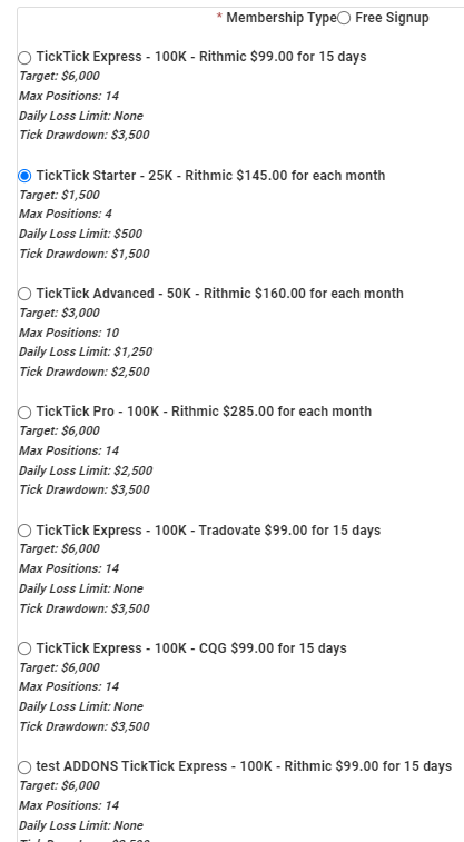 TICKTICK TRADER choose a challenge