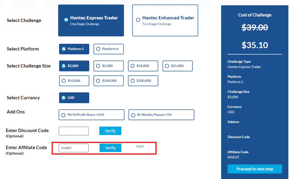 Hantec Trader Discount Code INVEST